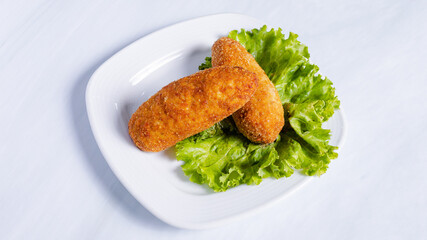 Kyiv cutlets on plate top view