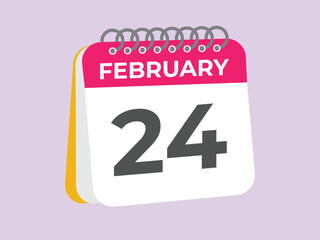 February 24 calendar reminder. 24 February daily calendar icon template. Calendar 24 February icon Design template. Vector illustration
