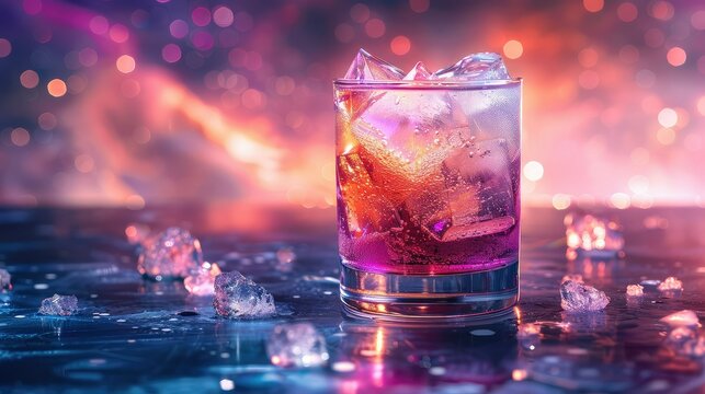 Cosmic galaxy cocktail at the night club.