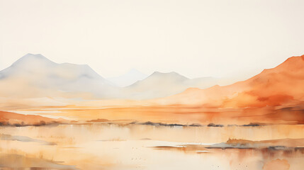 Endless watercolor warm color mountains landscape abstract graphic poster web page PPT background