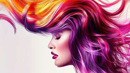 Beautiful hair coloring woman on transparent background. Coloring Hair.