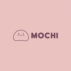 Japanese cute mochi or daifuku dessert vector logo. Simple asian ice cream symbol. Mochi design character for stamp, badge for packaging, branding identity, web, banner, card.