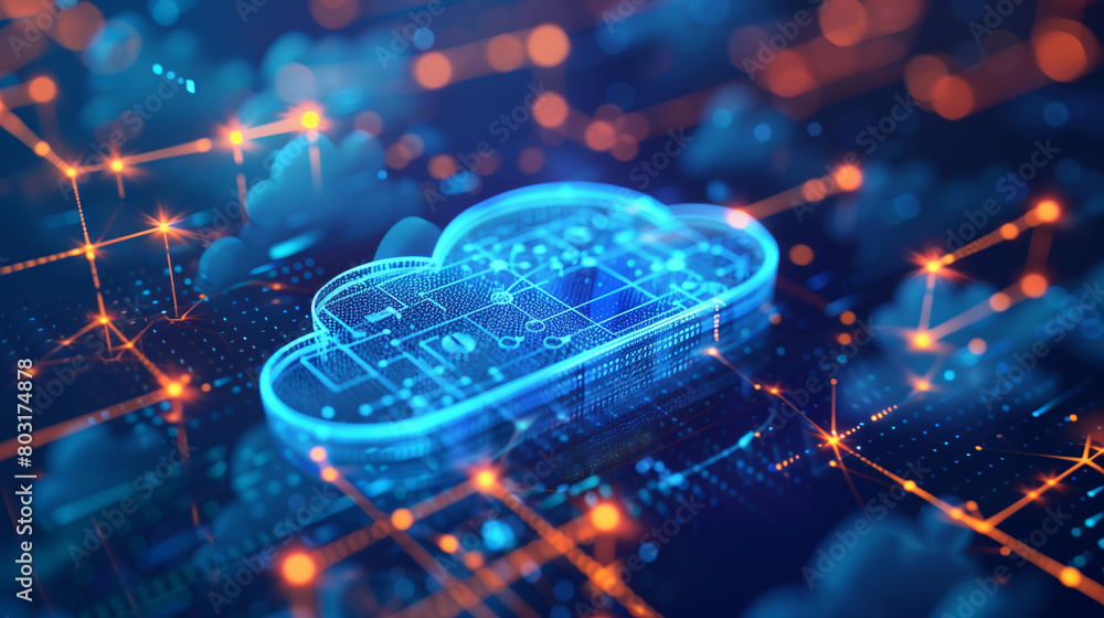 Poster efficient data management practices in the cloud, showcasing data storage, retrieval, and analytics 