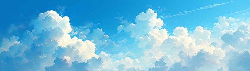 Zoom in on cloud formations with a delicate touch Showcase the ethereal beauty with watercolor-like hues and soft brush strokes for a dreamy atmosphere,