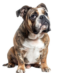 Obraz premium Front view of a Bull dog sitting on isolated transparent background