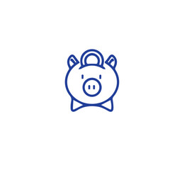 piggy bank icon vector line design 