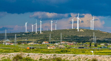 wind farm on Alacati hills (Cesme, Izmir province, Turkey)	