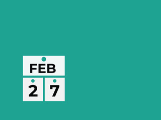 February 27 calendar reminder. 27 February daily calendar icon template. Calendar 27 February icon Design template. Vector illustration
