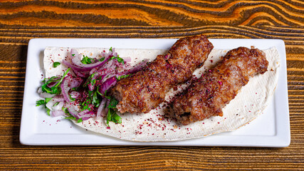 Lula kebab on plate isolated