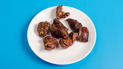 Lamb liver kebab on plate isolated