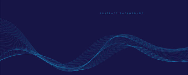 Vector abstract blue background with dynamic blue waves, lines and particles.	
