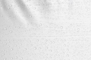 Rain drop on white fabric background, clear drop on white fabric pattern background