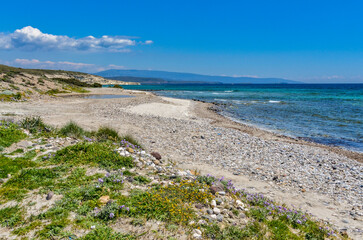 scenic view of Gilikli Beach near Alacati in spring (Cesme, Izmir province, Turkey)	

