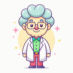 Obraz premium Minimalist doodle featuring a Scientist, Generative AI