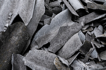 pile of split slate close-up