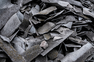 pile of split slate close-up