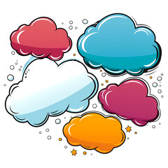 Obraz premium Colorful pop art style empty speech cloud set isolated on a white background. trendy colorful background. illustration. 