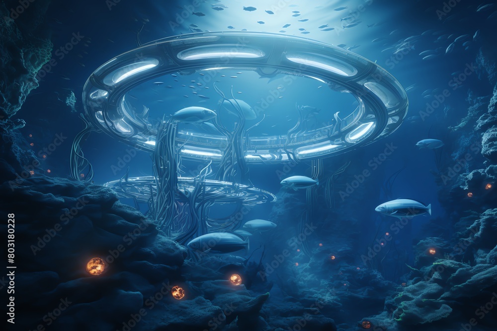Fototapete dive into the realm of 3d rendering techniques to depict ai innovations beneath the waves use photor