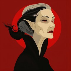 portrait of a vampire woman. Generated AI.