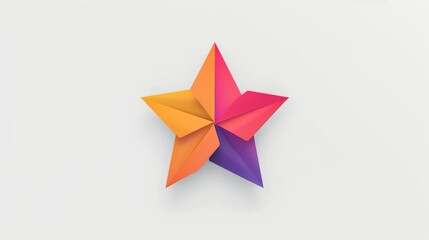 Bright orange and yellow origami star on a white background, perfect for vibrant, creative designs