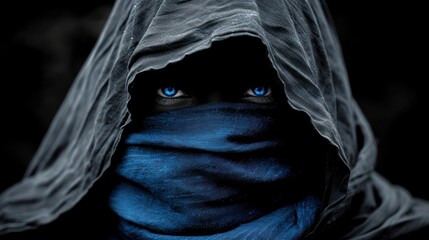 Person With Blue Face Covering