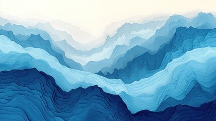 Blue Mountains With White Clouds Painting