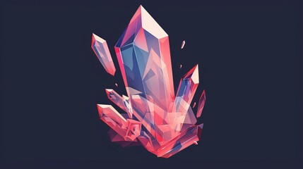 Stunning minimalist illustration of vividly colored crystal shards against a dark background