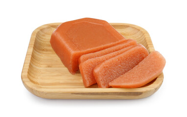 Delicious sweet quince paste isolated on white