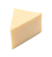 Piece of tasty cheese isolated on white