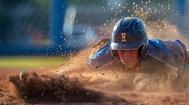 A dramatic moment as a player steals third base,