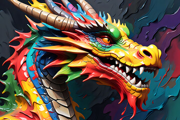 Dragon colorful painting abstract background design illustration.