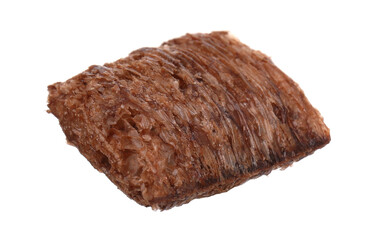 Tasty chocolate cereal pad isolated on white