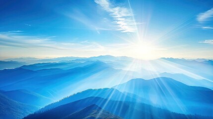 Bright Sun Shines Over Mountain Range