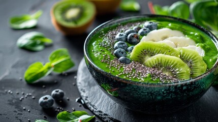 Juicy Green Delight: Kiwi Blueberry Smoothie