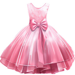 AI-Generated Watercolor Pink Glitter Dress Clip Art Illustration. Isolated elements on a white background.