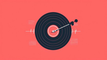 Modern minimalist vector illustration of a vinyl record player with vibrant backdrop