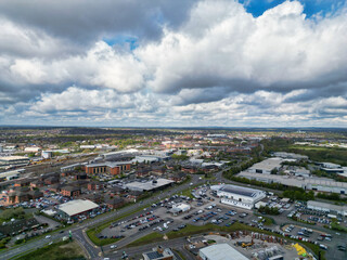 Obraz premium High Angle View of Derby City and Stadium Surround of the City. England United Kingdom. April 26th, 2024
