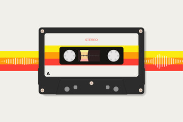 audio cassette in the style of the 80s. vector