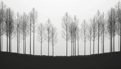 A stark texture depicting a forest silhouette against a white background,generative ai