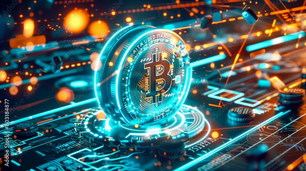 Poster bitcoin in the digital age: cryptocurrency and technology. generative ai