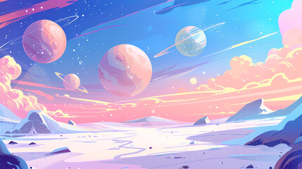 Universe, planet, fantasy, space, illustration