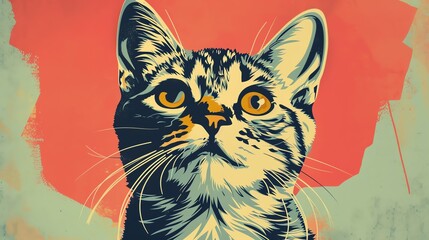 Pop art illustration of cute cat