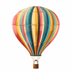 A colorful hot air balloon with a yellow basket