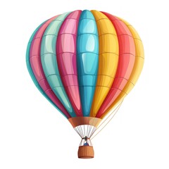 Naklejka premium A colorful hot air balloon with a yellow basket