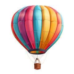 A colorful hot air balloon with a yellow basket