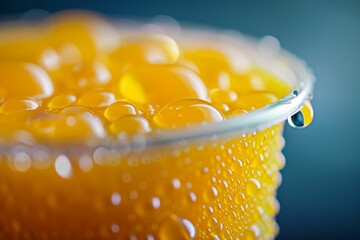 Refreshing Essence: Close-Up of Orange Juice. Generative ai