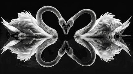 Symmetrical Swan Reflections. Generative ai.