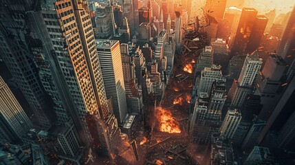 Dystopian Urban Destruction. Generative ai.