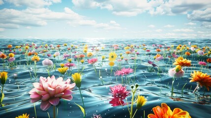 Floral Aquatic Wonderland. Generative ai.