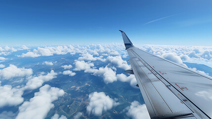 wing of a airplane with a serene view
